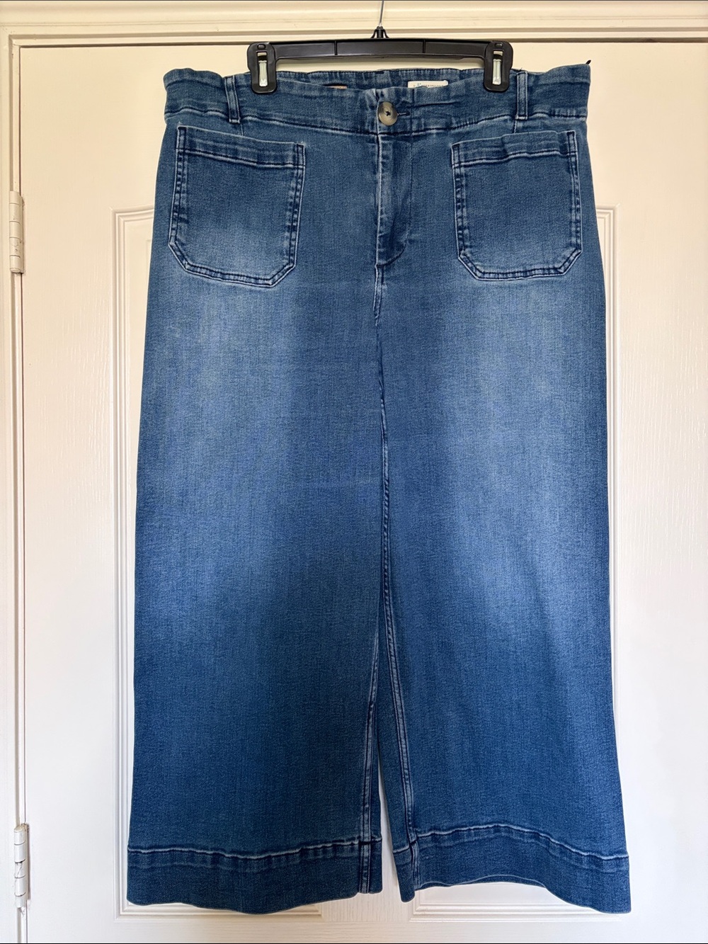 Anthropologie Blue Denim Pilcro cropped Wide-Leg Jeans 18w